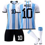 Zewuai Soccer Jersey Set Trendy Football Kit for Boy and Girl No.10 Training Shirts Shorts & Socks for Soccer Fans Messi Jersey