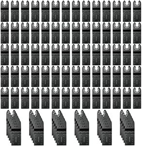 TrivdPro 100Pcs Oscillating Tool Blades Professional Universal Oscillating Saw Blades Wood Multitool Blades Compatible with Dewalt, Milwaukee, Ryobi, Rockwell, Bosch