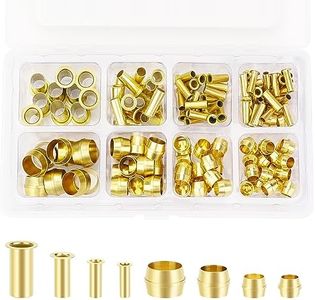 Hromee 150PCS Tube OD（1/4" 5/16" 3/8" 1/2") Brass Compression Sleeves Ferrules & Insert,4 Sizes Brass Compression Fitting Assortment Kit