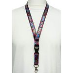 ROLSELEY Lanyard neck strap with different patterns with metal clip (Colour Stream + Silver Metallic TEXT)