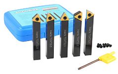 Accusize Industrial Tools 1/2 inch 5 pc Indexable Turning Tool Set, 2380-5082