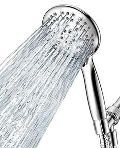 High Pressure Shower Head with Handheld, JDO 6 Spray Settings Handheld Showerhead, 4.3" High Flow Rain Showerhead Set with 59" Stainless Steel Hose and Adjustable Bracket for Bathroom, Gym, Hotel