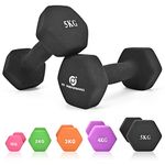 PP PERFORMANCE Neoprene Dumbbell Hand Weights for Women Men Arm Pilates Dumbbell Set 5 KG x 2