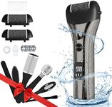 Jooayou Electric Foot File, USB Rechargeable Callus Remover for Feet, Hard Skin Remover & Foot Scrubber, with 3 Pumice Stone Rollers Waterproof Pedicure Set –Used for Removing Dead Skin and Hard Skin