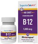 Superior Source No Shot Vitamin B-12 Cyanocobalamin 5000 mcg - Vitamin B-12 to Support Energy Production, Brain Health & Overall Wellness - Sublingual Tablets - 100 Dissolvable Tablets