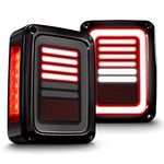 TRUE MODS LED Rear Tail Light Replacement for Jeep Wrangler 2007-2018 [Line & Halo Design] [Smoke Lens] [Plug n Play] - Brake Tail Light Compatible with Jeep Wrangler JK JKU Unlimited Accessories