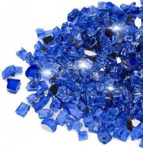 Mr. Fireglass 20 Pounds Cobalt Blue Reflective Fire Glass, 1/2 Inch High Luster Tempered Glass Rocks for Fire Pit Table Fireplace and Landscaping, Decorative Propane Gas Fireplace Glass Rocks