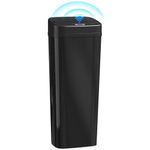 HOMCOM 50L Sensor Bin, Stainless Steel Automatic Touchless Slim Kitchen Bin with Dual-Mode Opening, Fingerprint-Proof, Easy Clean, Battery Operated for Home Office, Bedroom, Bathroom, Black