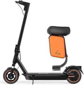 Electric Scooter for Adults with Seat, 500W Motor, Up to 21 MPH & 28 Miles Range, 10" Pneumatic Tires, Dual Suspension, Folding Commuter E-Scooter with Storage Bag