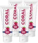 Coral Nano Silver Bubble Berry Kids Toothpaste, Natural Fluoride Free Teeth Whitening Toothpaste, Coral Calcium Nano Silver Infused SLS Free - 4 Ounces (4 Pack)