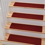 MBIGM 8" X 25.6" (15-Pack) Non-Slip Carpet Stair Treads Non-Skid Safety Rug Slip Resistant Indoor Runner for Kids Elders and Pets with Reusable Adhesive, Red