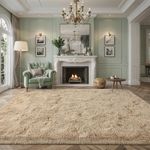 Larhom Extra Large Soft Area Rugs for Living Room Bedroom, 8x10 Feet Beige Shag Rug Carpet, Plush Fluffy Carpet for Kids Girls Room, Nursery Dorm, Home Decor, High Pile, Anti-Slip, Non Shedding