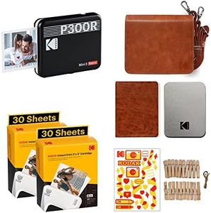 KODAK Mini 3 Retro 4PASS Portable Photo Printer (3x3) Initial 8 Sheets + 60 Sheet Pack, Gift Bundle, Black