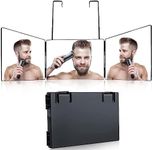 OzzyCozy 3 Way Mirror for Hair Cutting and Makeup - Trifold Mirror with Adjustable Telescoping Hooks - Multi-Functional Mirror for Travel Portable - Ideal for Makeup and Hair Styling