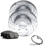 R1 Concepts Rear Brakes and Rotors Kit |Rear Brake Pads| Brake Rotors and Pads| Optimum OEp Brake Pads and Rotors |Hardware and Sensor Kit |fits 2005-2016 Land Rover LR3, LR4, Range Rover Sport