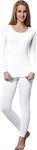 HEROBIKER Thermal Underwear Women Ultra-Soft Set Base Layer Top & Bottom Long Johns with Fleece Lined Winter Warm, White, Small