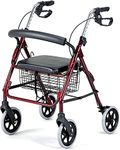 Days Rollator, Heavy Duty, Mobility Aid for Elderly or Disabled, Sturdy and Strong Walker, Red