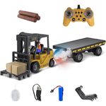 Remote Control Forklift Rc Forklift with Carrier Slab Construction Toys, RC Construction Engineering Forklift w/Boxes/Sound and Light Spray, Two Rechargeable Batteries & Charger, Toy Boy Gift