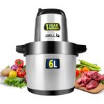 iBELL MT600SL Meat Grinder/Mincer, 6 Litre Stainless Steel Bowl, 1800W, Multi Purpose Chopper for Meat, Vegetables, Onion, Garlic Slicer, Fruit & Nuts (Silver)