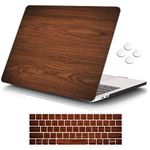 Macbook Pro 13 Case 2016, iCasso Hard shell Plastic Protective Case For Newest Macbook Pro 13"Retina Model A1706/A1708 with/without Touch Bar and Touch ID with Keyboard Cover- Brown woodgrain