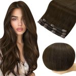 Full Shine Human Hair Clip in Extensions Dark Brown Hair Extensions Clip in Brown Invisible Clip in Hair Extensions Human Hair Natural Remy Hair Extensions 12 Inch 3 Pcs 60 g