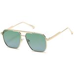 Kimorn Polarized Sunglasses Womens Men Retro Oversized Square Vintage Fashion Shades Classic Large Metal Sun Glasses K1221 (Gold Gradient Green, 60)