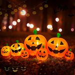 BestFire 8 Ft Halloween Inflatable Pumpkin, Halloween Inflatables with Built-in LED Lights & Blower Halloween Decorations Outdoor for Yard Home Party Lawn Halloween Decoration (3pcs Stakes & Ropes)