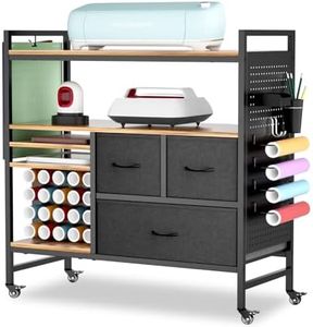 PUNLUXU Organizers and Storage Compatible with Cricut Machines - Vinyl Roll Holder, DIY Pegboard with Accessories Organizer, Rolling Craft Table with Storage Cabinet Workstation PU-01 Patent Protected