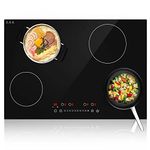 Induction Cooktop 30 Inch, GTKZW 6400W Electric Cooktop 4 Burners 220v,Built-in Electric Stove Top, LED Touch Screen, 9 Heating Level, Kid Safety Lock, Keep Warm Function,Hardwired, no Plug