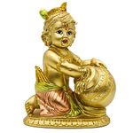 Hindu God Baby Krishna Statue - 7.5" Gold Lord Krishna Idol for Murti Religious Gift - Puja Mandir Temple Home Decor Item