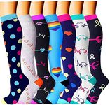 Gcbiger Compression Socks for Men & Women 7 Pairs Circulation 15-20 mmHg-Best support for Athletic, Nurse, Medical, Running