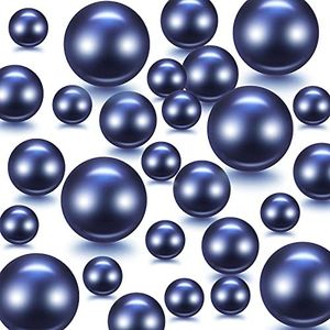 Hicarer 120 Pcs Pearl for Vase Pearls Bead for Centerpieces Makeup Brush Holder Filler Assorted Round Faux Pearl Beads for Wedding Home Decor, 14/20/ 30 Mm(Navy Blue)