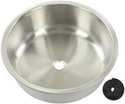 RV Sink, RV Bathroom Sink, Stainless Steel RV Round Sink Wash Basin Stainless Steel 400x400x160mm Large Capacity Stainless Steel Kitchen Sink for RV, Camper, Boat, Kitchen