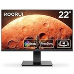 KOORUI 22 Inch Computer Gaming Monitor, FHD 1080P Desktop Display with 2 Speakers, 100HZ Ultra Thin Bezel/Eye Care/Ergonomic Tilt, HDMI VGA Ports LED Monitor for PC, VESA Mounting