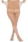 MANZI Women's 4 Pairs Plus Size Control Top Ultra-Soft Tights(Natural Nude,XXXXL)