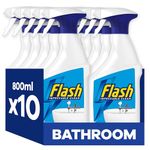 Flash Bathroom Cleaner Spray, 8 Litres (800 ml x 10), Bathroom Cleaning, Limescale Remover & Long Lasting Shine With Febreze Freshness, Bath Cleaner