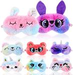 8 Pcs Sleep Mask for Kids, Unicorn Sleeping Mask Plush Sleeping Eye Cover Kids Cats Eye Mask Plush Blindfold for Girls Boys and Adults, Home, Travel, Office