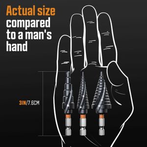 Premium HSS M35 Cobalt Step Drill Bit Set, 3-Piece – TiAlN Coated for Metal, Wood, Plastic