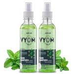 Vyom India Hand Sanitizer Spray, 70% Alcohol Based Hand Sanitizer Liquid, Herbal Mint Sanitizer Spray, Anti Bacterial & Skin Friendly - 250ml (Pack of 2)