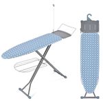 APEXCHASER Ironing Board, Iron Board with Iron Rest, Heat & Scorch Resistant Fabric, Cord Holder, Bottom Storage Tray, 7 Adjustable Heights, 13x43 Blue