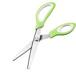 Senua Zigzag Shears, Professional Stainless Steel Tailor Pinking Scissors for Felt Paper Fabric Cutting/Sewing, Handled Zig Zag Scissors, Children Adults Art and Craft Scissors - Green