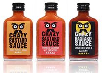 Crazy B Sauce - Sample set of 3 chili sauces with the worlds hottest peppers - Ghost Pepper & Mango, Trinidad Scorpion & Clementine, Carolina Reaper & Blueberry (3 x 100ml)