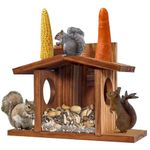 XJKLBYQ Squirrel Feeders for Outside, Squirrel House, Easy to Fill Wooden Bird Feeder, Visible Bird Feeder with Removable Panel for Corn, Peanuts, Suet|Feeders