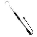 Fishing Gaff Hook,KOMCLUB Retractable Fishing Gaff Sharp Hook Fishing Gear Tackle with Soft Rubber Nonslip Handle Lanyard Lightweight Non-slip Sharp Hook for Saltwater Boat Kayak Fishing (gray-140cm)