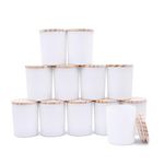 SHOWIN Thick Candle Jars for Making Candles 12 Pcs, 7 OZ Empty Jars with Wood Lids for Candle Making, Sample Container - Dishwasher Safe, Matte White