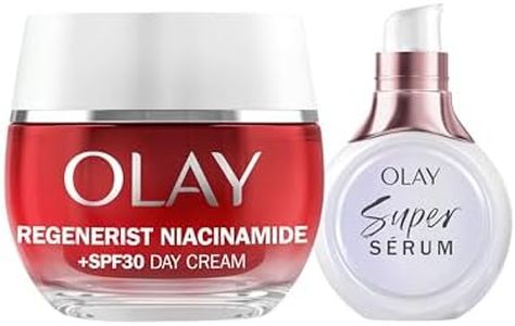 Olay Niacinamida + SPF30 Crema Hidratante De Día 50ML y Súper Sérum 5 Beneficios en 1, 14ML. Pack de 2 Unidades. Piel Más Firme Y Hidratada