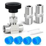 TAISHER 1PCS 304 Stainless Steel Straight Needle Valve 3/8" Female NPT For Flow Control Water Gas Oil With Nipple