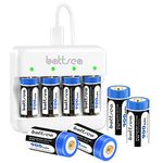 Battsea Rechargeable 123A / 123 Lithium Batteries 8 Pack 900mAh 3.7V with Fast Charger Compatible with Arlo Camera Flashlights Microphone Smoke Detector Electric Shaver Alarm Clock Calculator