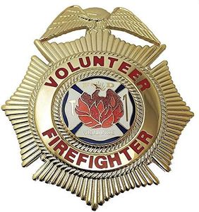 Metal Metal Badge, Fire-Rescue Industry Type, Badge Patch Type, Gold Color