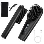 Cordless Hair Straightener Brush Comb Portable Straightening Brush 6400 mAh USB Rechargeable Ionic Straightening Comb, MCH Fast Heating, Anti-Scald, Suitable for Long Short Thick Curly Hair